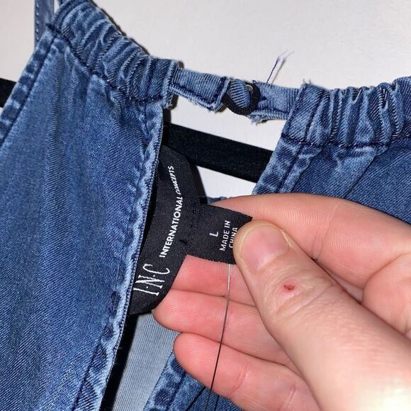 International Concepts Ombre Blue Denim Asymmetrical Maxi Dress Large NWT - Picture 6 of 10